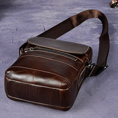 Cool Coffee Small Leather Mens Side Bag Messenger Bag Shoulder Bag for Men - iwalletsmen