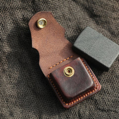 Cool Leather Mens Zippo Lighter Cases With Belt Loop Standard Coffee Zippo Lighter Holders For Men - iwalletsmen