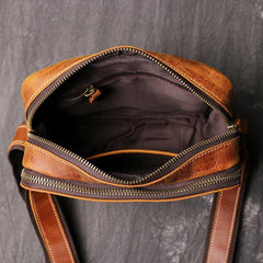 Cool Brown LEATHER MENS Ipad Vertical SIDE BAG COURIER BAG Vertical MESSENGER BAG FOR MEN - iwalletsmen