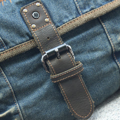 Blue Denim Mens Fashion Messenger Bags Large Jean Blue Postman Bags Courier Bag For Men - iwalletsmen
