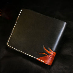 Handmade Leather Chinese Lion Tooled Mens billfold Wallet Cool Leather Wallet Slim Wallet for Men