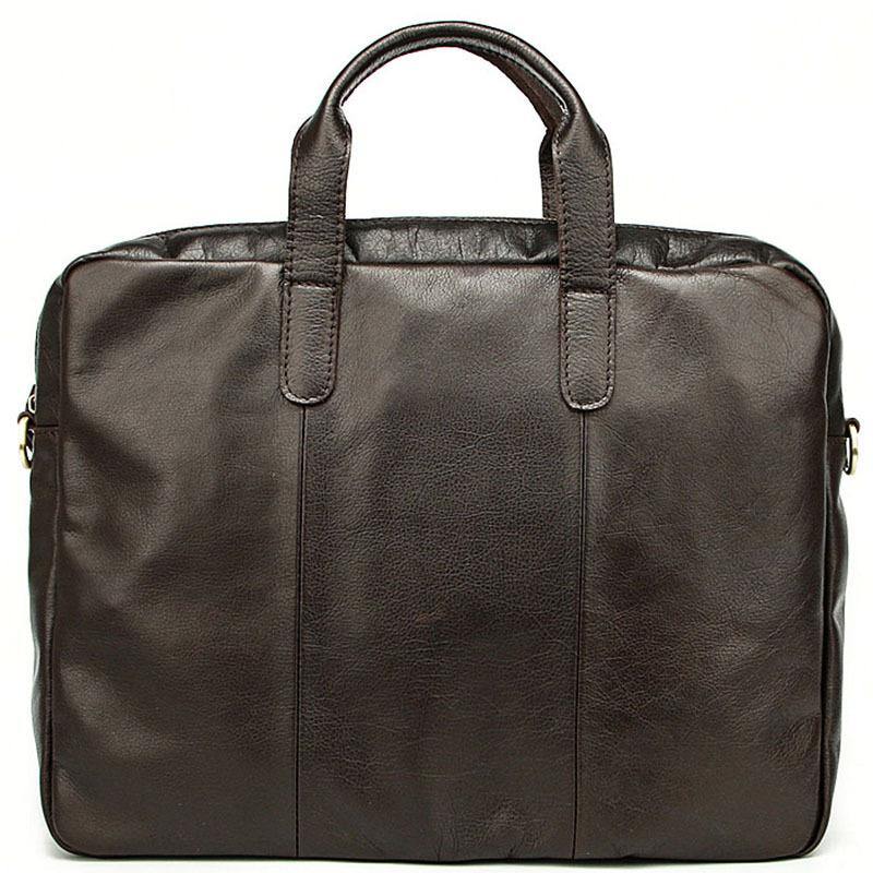 Vintage Coffee Mens Leather Briefcase Work Handbag Black 14'' Laptop Briefcases For Men - iwalletsmen