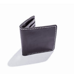 Black Handmade Leather Mens billfold Wallet Bifold Black Front Pocket Wallet Small Wallet For Men - iwalletsmen
