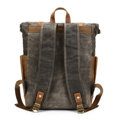 Waxed Canvas Leather Mens Travel Backpacks Canvas Backpack Canvas School Backpack for Men - iwalletsmen