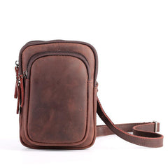 Cool Mens Leather Barrel Belt Pouch Mini Shoulder Bag Waist Bag Belt Phone Holster For Men - iwalletsmen