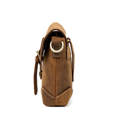 Cool Brown Leather 8 inches Mens Small Courier Bag Messenger Bags Postman Bags for Men - iwalletsmen