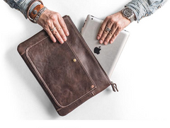 Handmade Leather Mens Cool Long Leather ipad bag Bifold Clutch Wallet for Men - iwalletsmen