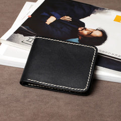 Handmade Leather Mens Cool Slim Leather Wallet Card Wallet Holders Men Small Wallets Bifold for Men