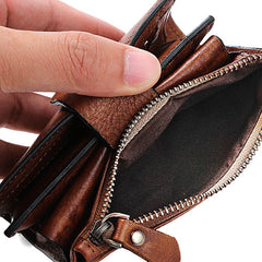 Handmade Mens Cool billfold Leather Wallet Men Small Slim Wallets Bifold for Men - iwalletsmen