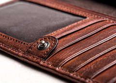 Handmade Leather Mens Cool Long Leather Wallet Bifold Clutch Wallet for Men - iwalletsmen