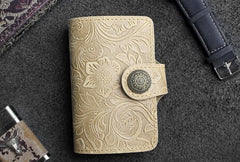 Handmade Leather Floral Mens Cool billfold Wallet Card Holder Small Card Slim Wallets for Men