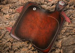 Handmade Leather Mens Cool Long World of Warcraft Leather Chain Wallet Cards Biker Trucker Wallet - iwalletsmen