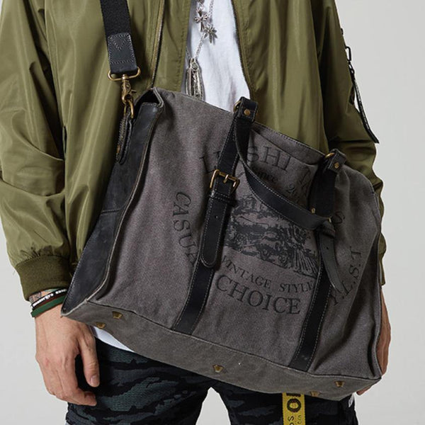 Fashion Canvas Leather Mens Weekender Bags Travel Bag Canvas Duffle Bag For Men - iwalletsmen