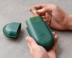Cool Black Leather Mens 2pcs Cigar Case Cool Custom Leather Cigar Case for Men - iwalletsmen
