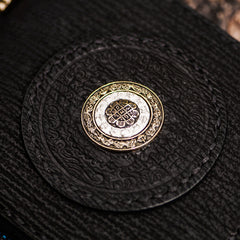 Handmade Leather Small Tooled Mens billfold Wallet Cool Chain Wallet Biker Wallet for Men