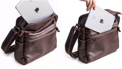 Genuine Leather Mens Cool Messenger Bag Square Bag Chest Bag Bike Bag Cycling Bag for men