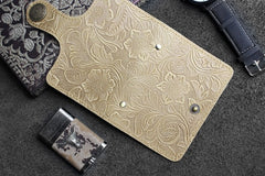 Handmade Leather Floral Mens Cool billfold Wallet Card Holder Small Card Slim Wallets for Men