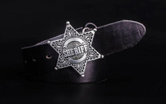 Handmade Genuine Leather Punk Rock West Cowboy Sheriff Mens Cool Men Biker Trucker Leather Belt