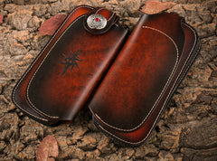 Handmade Leather Mens Cool Long World of Warcraft Leather Chain Wallet Cards Biker Trucker Wallet