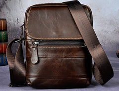 Cool Coffee Small Leather Mens Side Bag Messenger Bag Shoulder Bag for Men - iwalletsmen