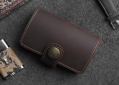 Handmade Leather Floral Mens Cool billfold Wallet Card Holder Small Card Slim Wallets for Men