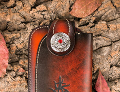 Handmade Leather Mens Cool Long World of Warcraft Leather Chain Wallet Cards Biker Trucker Wallet - iwalletsmen