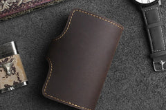 Handmade Leather Floral Mens Cool billfold Wallet Card Holder Small Card Slim Wallets for Men
