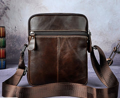 Cool Coffee Small Leather Mens Side Bag Messenger Bag Shoulder Bag for Men - iwalletsmen