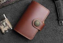 Handmade Leather Floral Mens Cool billfold Wallet Card Holder Small Card Slim Wallets for Men