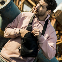 Leather Mens Cool Sling Bag Crossbody Bag Chest Bag for men