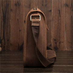 Vintage Brown Leather Men's Side Bag Coffee Courier Bag Shoulder Bag For Men - iwalletsmen