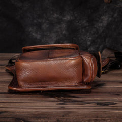 Cool Brown Leather Men's Waist Bag Phone Holster Shoulder Bag Mini Side Bag Belt Pouch For Men - iwalletsmen