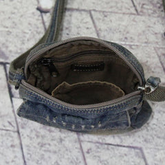 Blue Denim Mens Casual Small Vertical Messenger Bag Jean Side Bag Courier Bag For Men - iwalletsmen