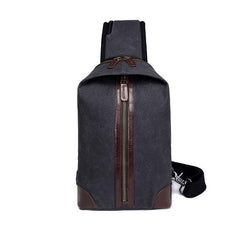 Black Canvas Sling Backpack Men's Sling Bag Chest Bag Canvas One shoulder Backpack For Men - iwalletsmen