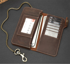 leather chain wallet Cool Mens Leather Biker Chain Wallet Chain Wallet Long Biker Wallet for Men - iwalletsmen