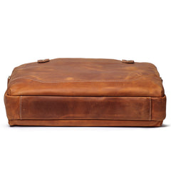Vintage Brown Leather Men's Professional Briefcase 15‘’ Computer Briefcase Handbag For Men - iwalletsmen