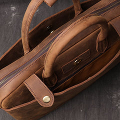 Vintage Leather Mens Briefcase Bag Work Bag Business Bag 15inch Computer Bag For Men - iwalletsmen