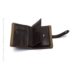 Cool Leather Mens Small Wallet billfold Brown Bifold Wallet Black Multi-card Front Pocket Wallet for Men - iwalletsmen