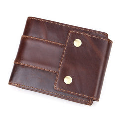 Cool Brown Leather Men's Trifold Small Wallet Multi-cards billfold Wallet For Men - iwalletsmen