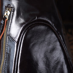 Genuine Leather Mens Cool Chest Bag Sling Bag Crossbody Bag Travel Bag Hiking Bag for men