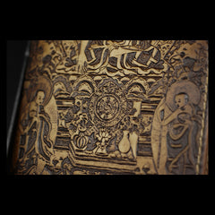 Handmade Leather Tooled Shakya Muni Buddhism Mens Long Wallet Cool Leather Wallet Clutch Wallet for Men