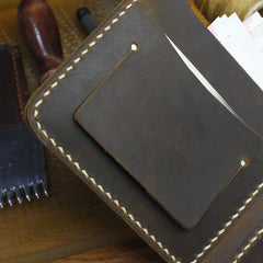 Handmade Leather Mens Cool Slim Leather Wallet Men billfold Wallets Bifold for Men