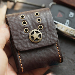 Dark Brown Handmade Leather Mens Black Car Key Holder Car Key Case with Belt Loop For Men - iwalletsmen