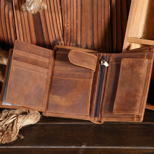 Vintage Leather Small Mens Wallet Bifold billfold Wallet for Men - iwalletsmen