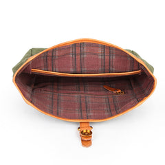 Canvas Leather Mens Womens Small Brown Messenger Bag Shoulder Bag Green Side Bag for Men - iwalletsmen