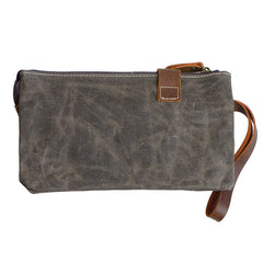 Cool Canvas Leather Mens Clutch Wallet Zipper Wristlet Bag Purse for Men - iwalletsmen