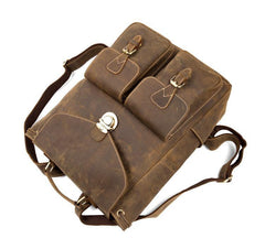Brown Casual Mens Leather 15-inch Large Backpack Black Travel Backpacks School Backpacks for men - iwalletsmen