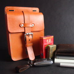 Handmade Black Brown Leather Mens Waist Bag Belt Pouch Phone Hip Bag For Men - iwalletsmen