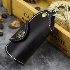 Cool Black Leather Men's Key Wallet Car Key Red Holder Key Holder For Men - iwalletsmen