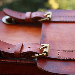 Handmade Vintage Brown Leather Mens School Shoulder Bag Messenger Bag for Men - iwalletsmen